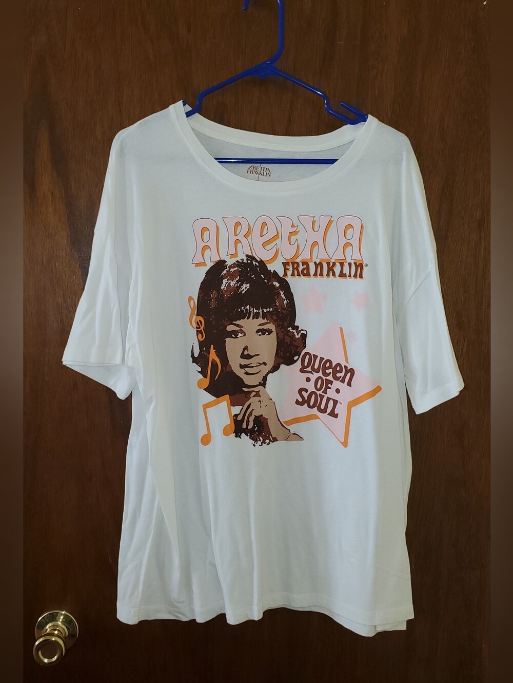 Aretha Franklin White Graphic T Shirt Queen of Soul Sz Xl